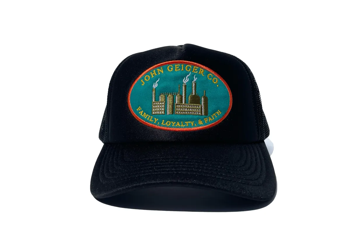 Black/Blue  "Family Loyalty Faith" Trucker Hat made by John Geiger