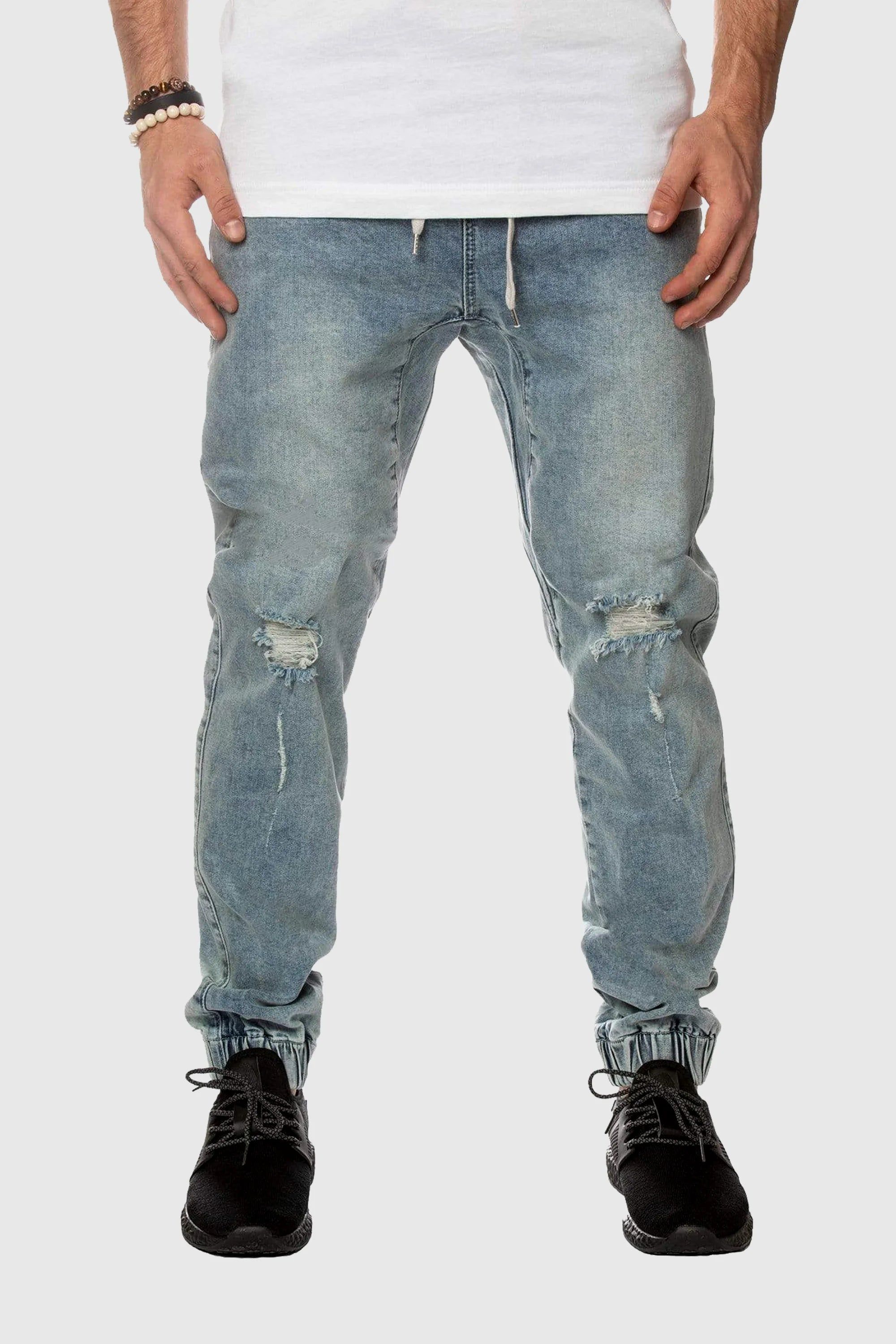 Mens Distressed Denim Joggers sold by TEAMLTD