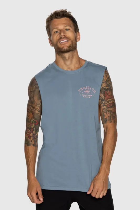 Slate Blue Beach Club Tank sold by TEAMLTD