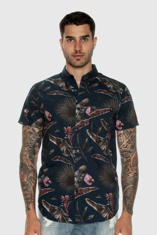 Tropical Floral S/S Button Up sold by TEAMLTD