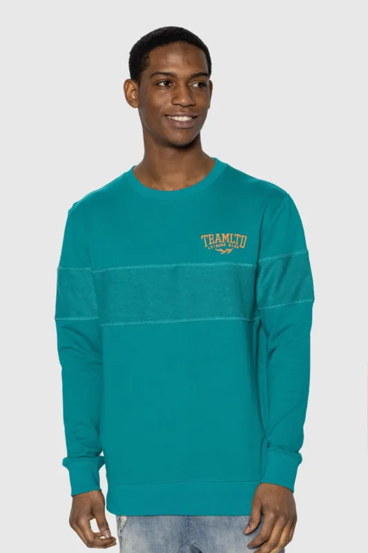 Teal Terry Stripe Crewneck sold by TEAMLTD