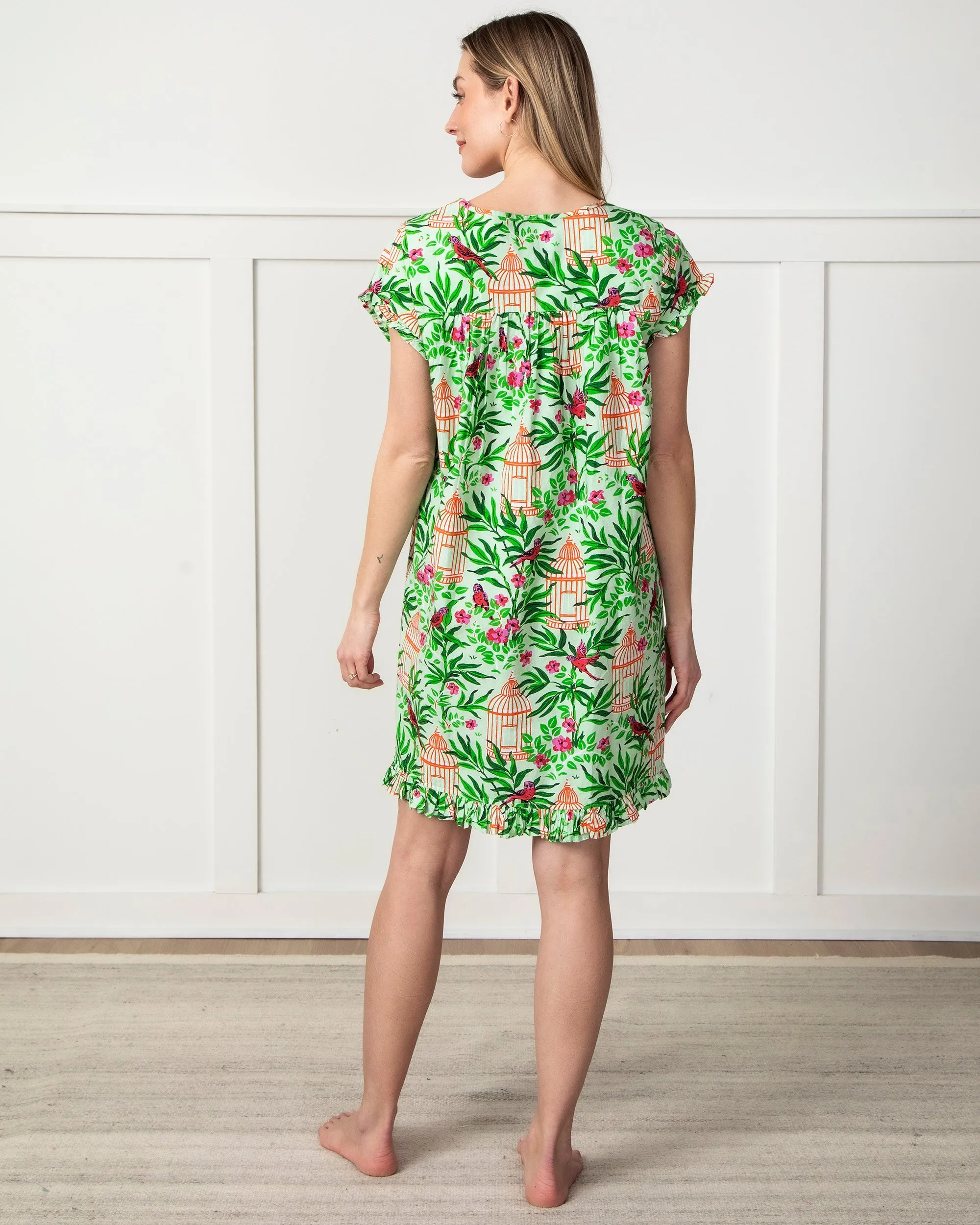 Birds of a Feather - Pintuck Nightgown - Kiwi Slice sold by Printfresh product image thumbnail 2