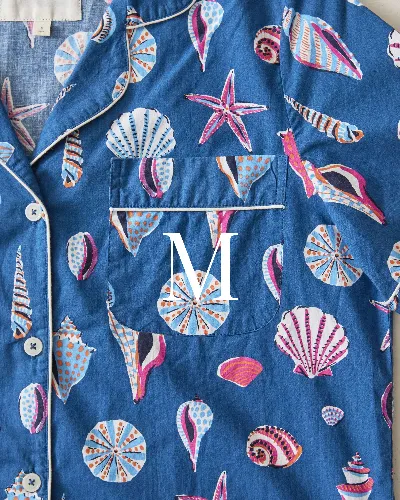 Beachcomber - Short Sleeve Top & Cropped Pants Set - Shoreline Blue sold by Printfresh