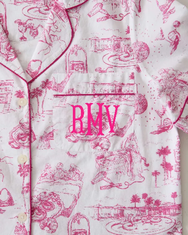 PF x Sean Taylor Girls' Trip Toile - Long PJ Set - Pink Cloud sold by Printfresh