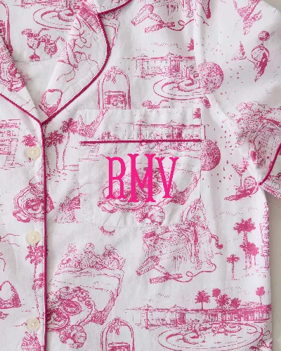 PF x Sean Taylor Girls' Trip Toile - Long PJ Set - Pink Cloud sold by Printfresh