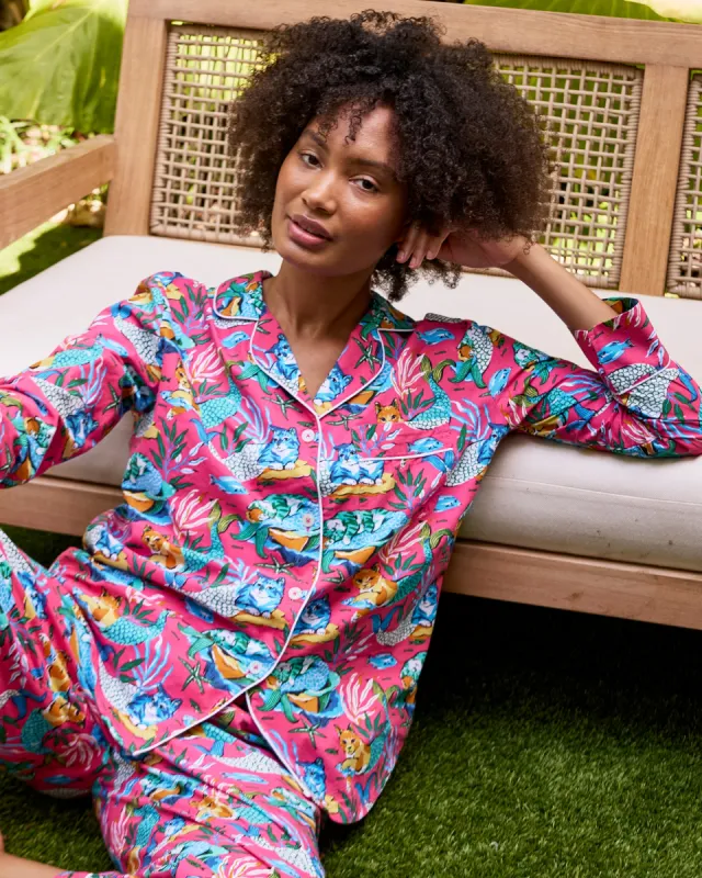 Meowing Mermaids - Long PJ Set - Hot Pink sold by Printfresh