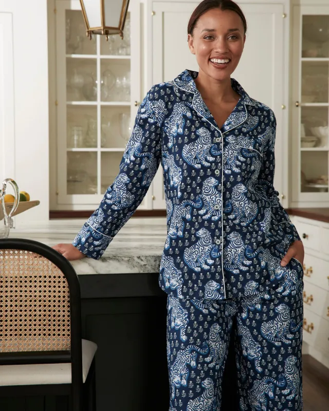 Tiger Queen - Long PJ Set - Navy sold by Printfresh
