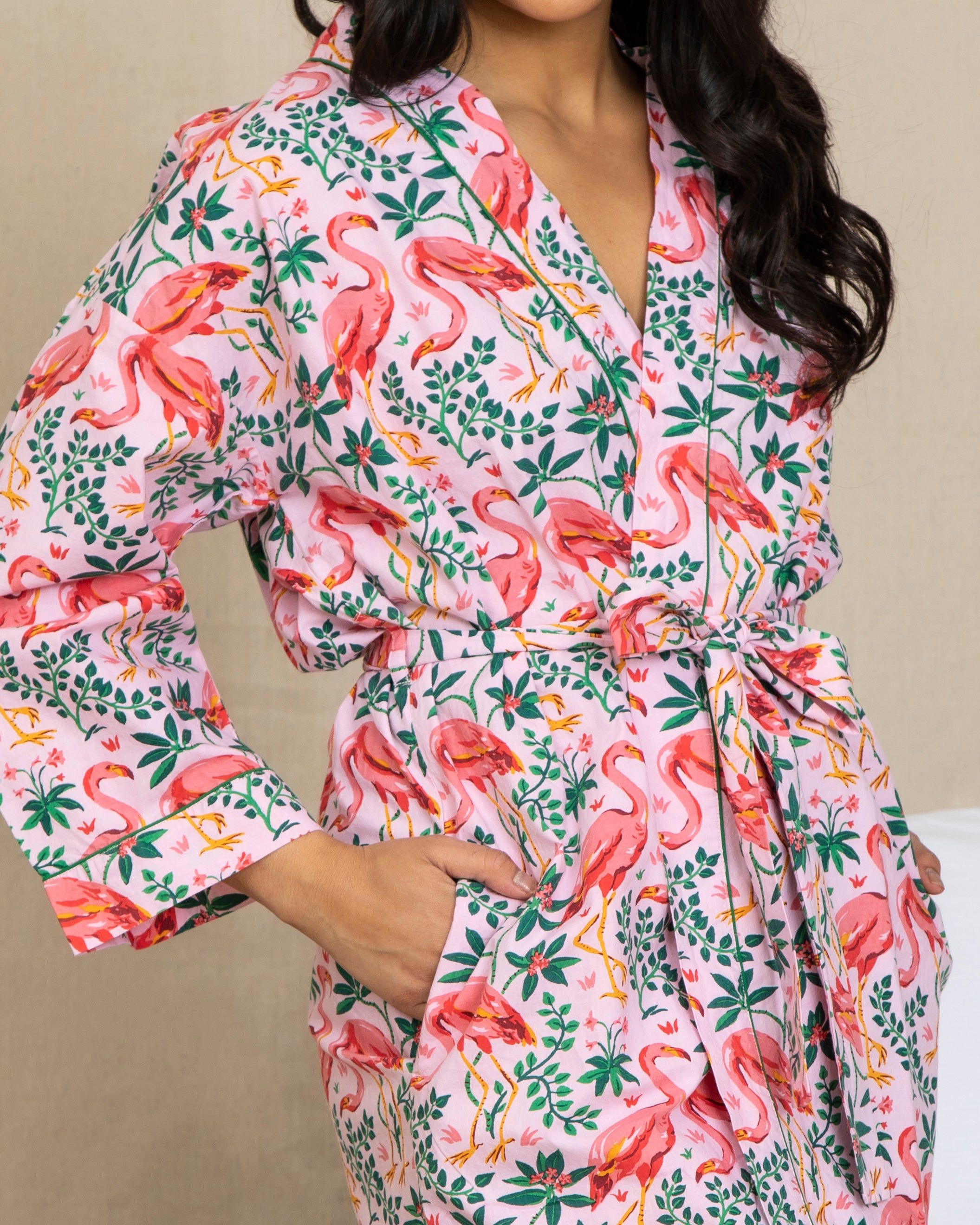 Flock of Flamingos - Getting Ready Robe - Rose sold by Printfresh product image thumbnail 3