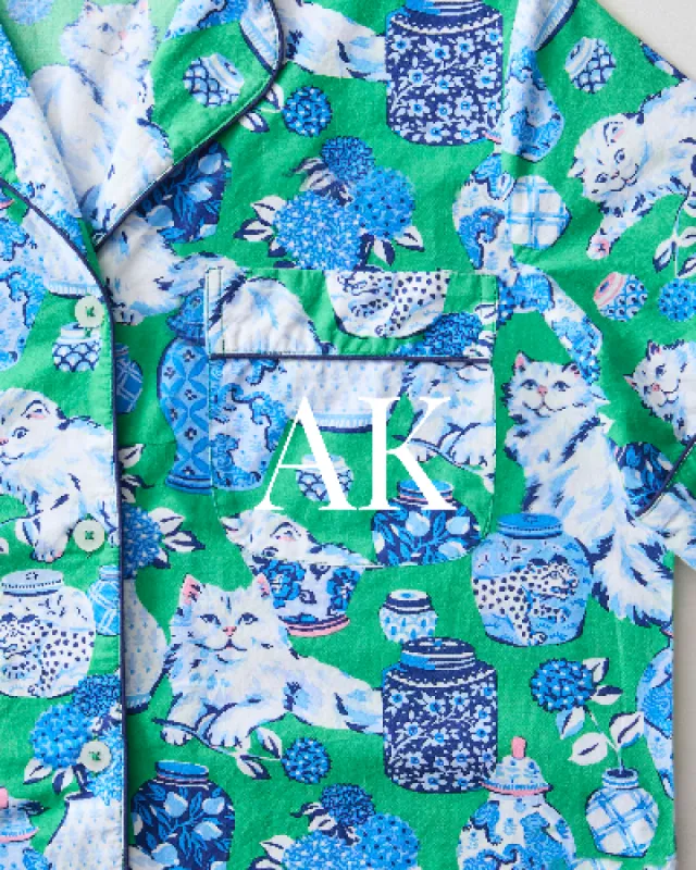 Fancy Cat - Short PJ Set - Green Juice sold by Printfresh