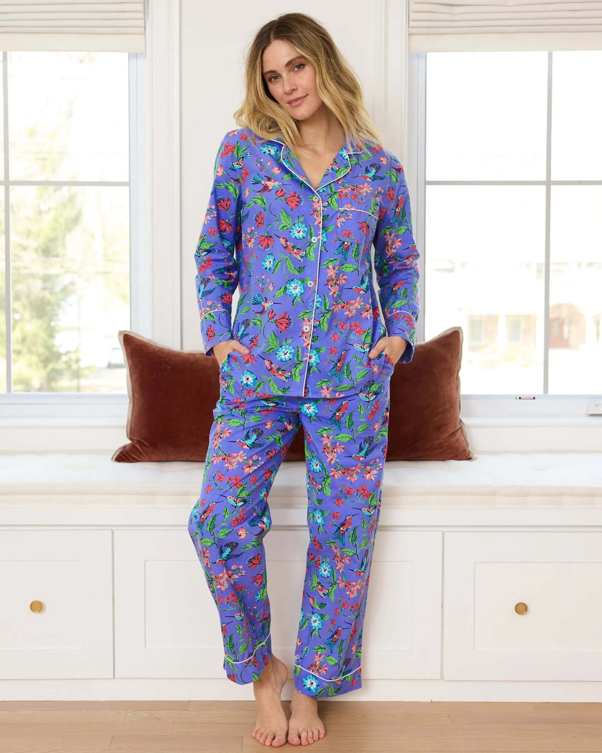 Hummingbird Haven - Petite Long PJ Set - Crocus sold by Printfresh product image thumbnail 3