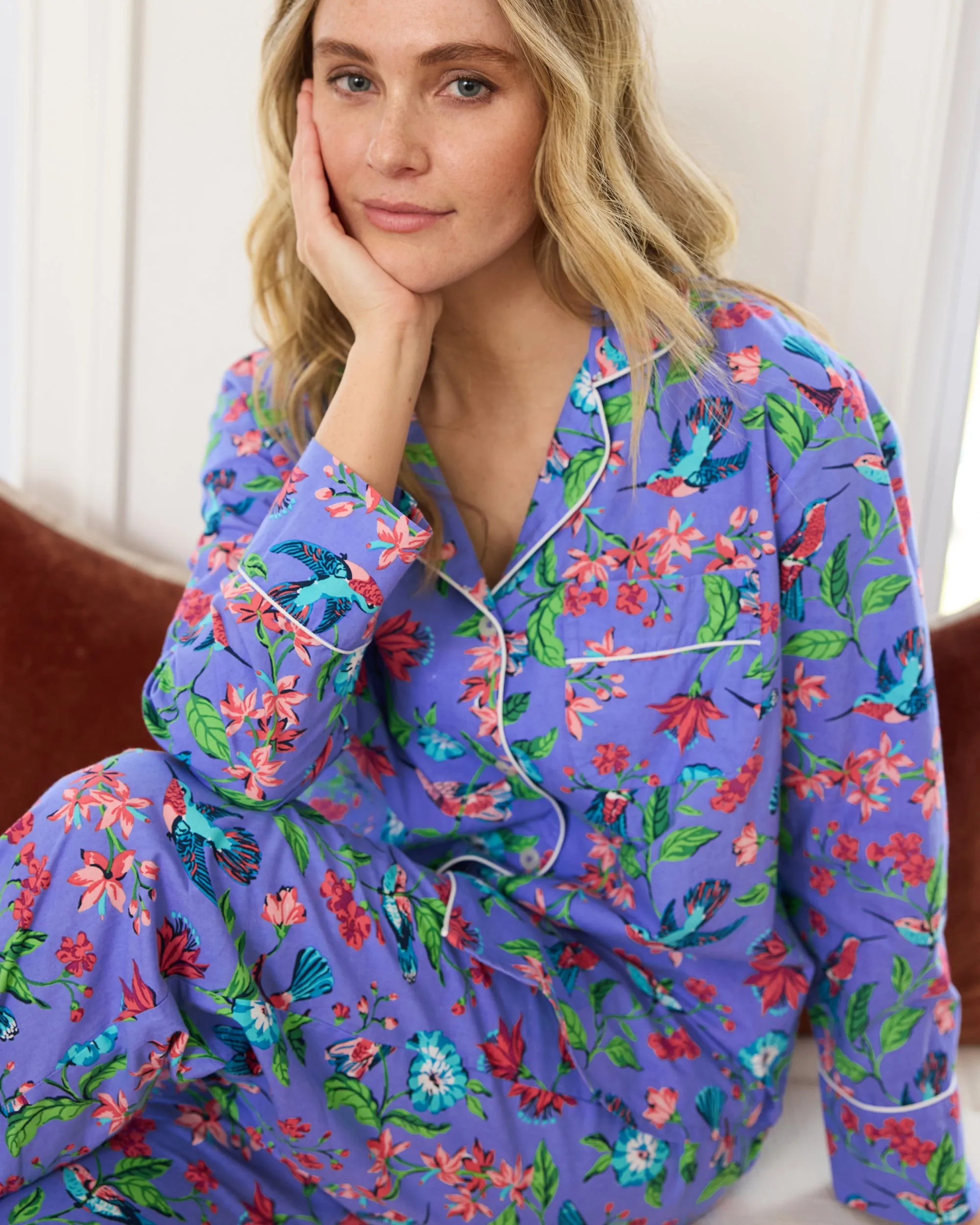 Hummingbird Haven - Petite Long PJ Set - Crocus sold by Printfresh product image thumbnail 2