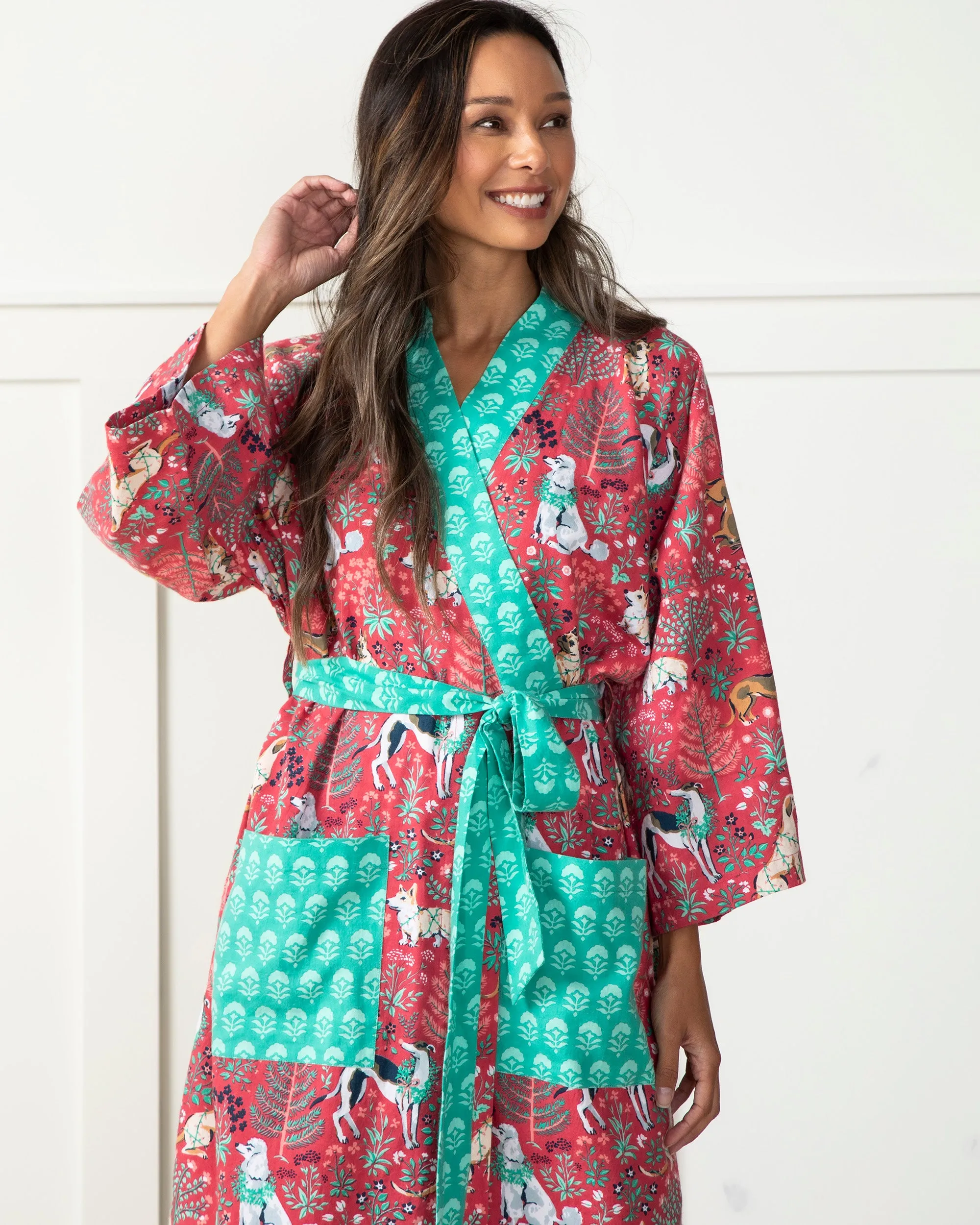 Happy Howlidays - Flannel Robe - Ruby sold by Printfresh product image thumbnail 2