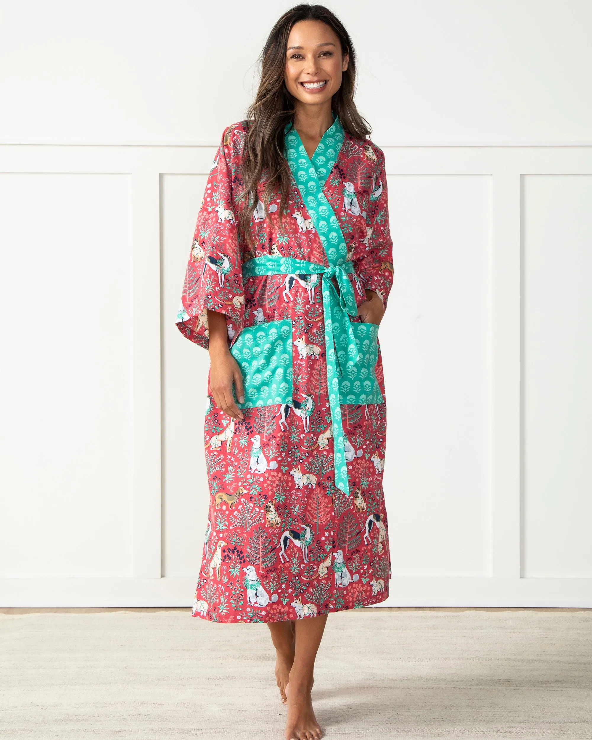 Happy Howlidays - Flannel Robe - Ruby sold by Printfresh product image thumbnail 3