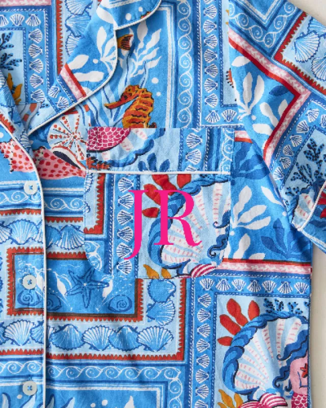 Tidal Tapestry - Tall Long PJ Set - Saltwater Blue made by Printfresh