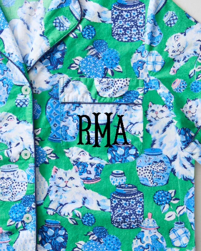 Fancy Cat - Short PJ Set - Green Juice sold by Printfresh