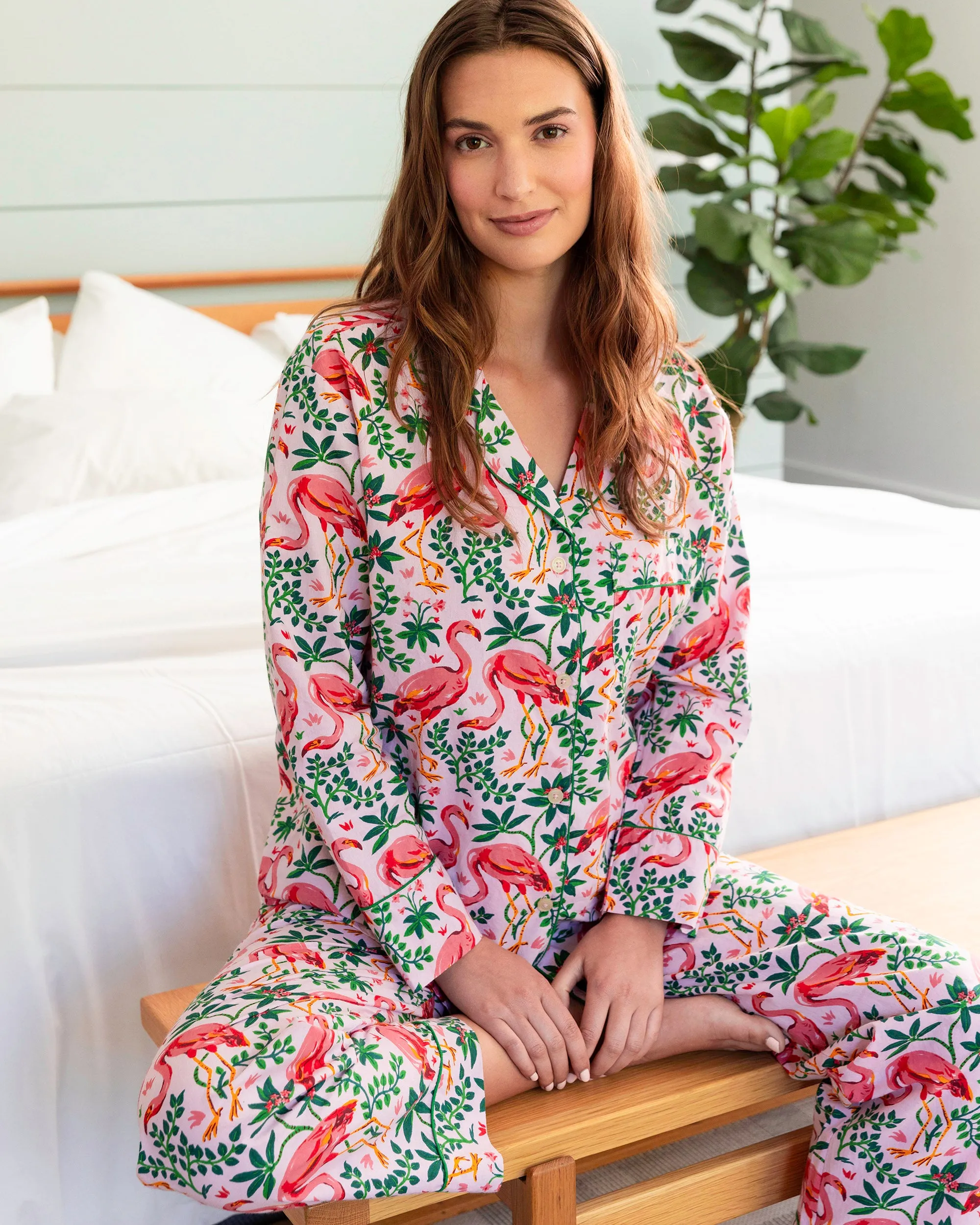 Flock of Flamingos - Long PJ Set - Rose sold by Printfresh
