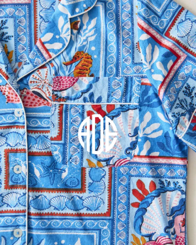 Tidal Tapestry - Long PJ Set - Saltwater Blue made by Printfresh