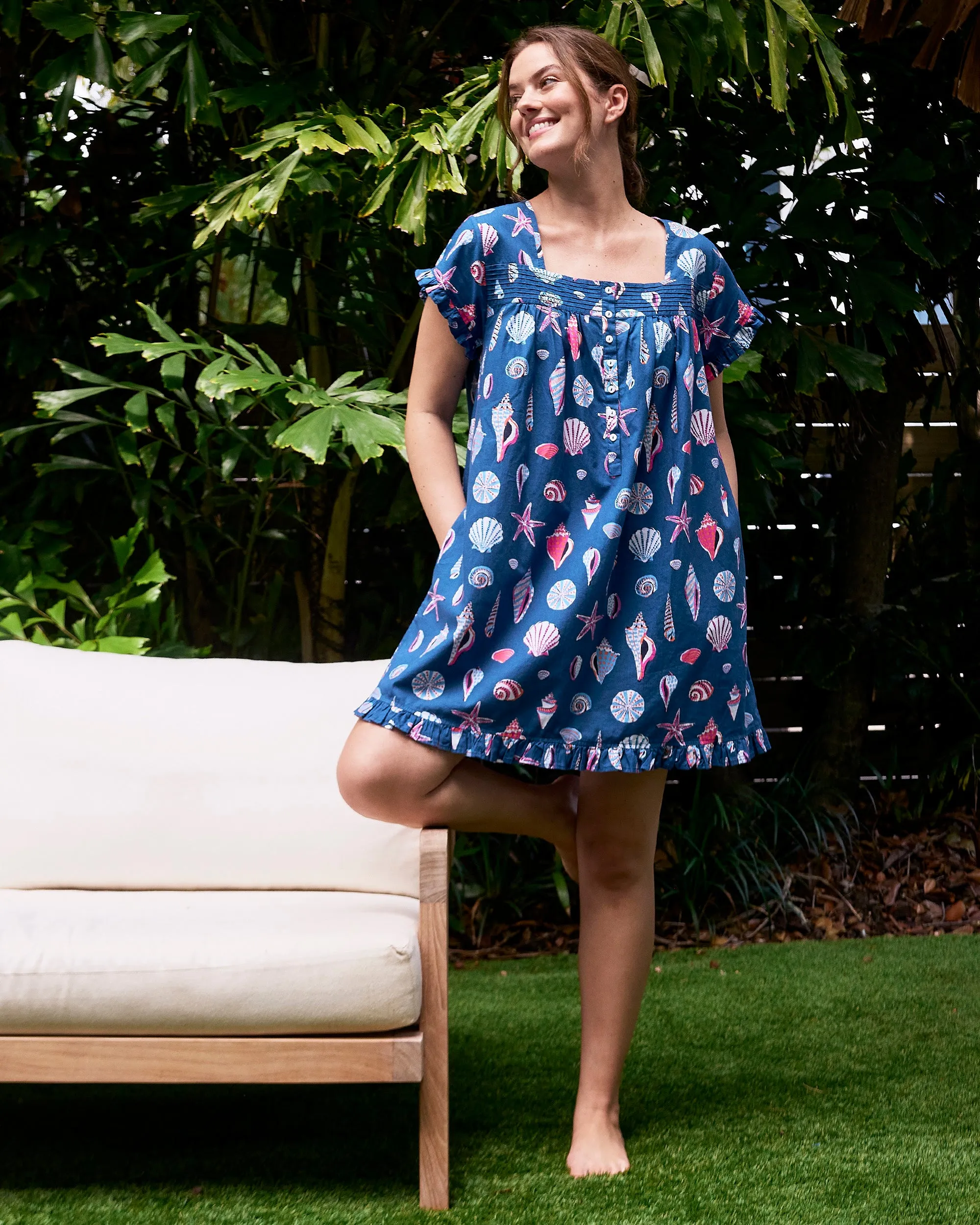 Beachcomber - Pintuck Nightgown - Shoreline Blue sold by Printfresh