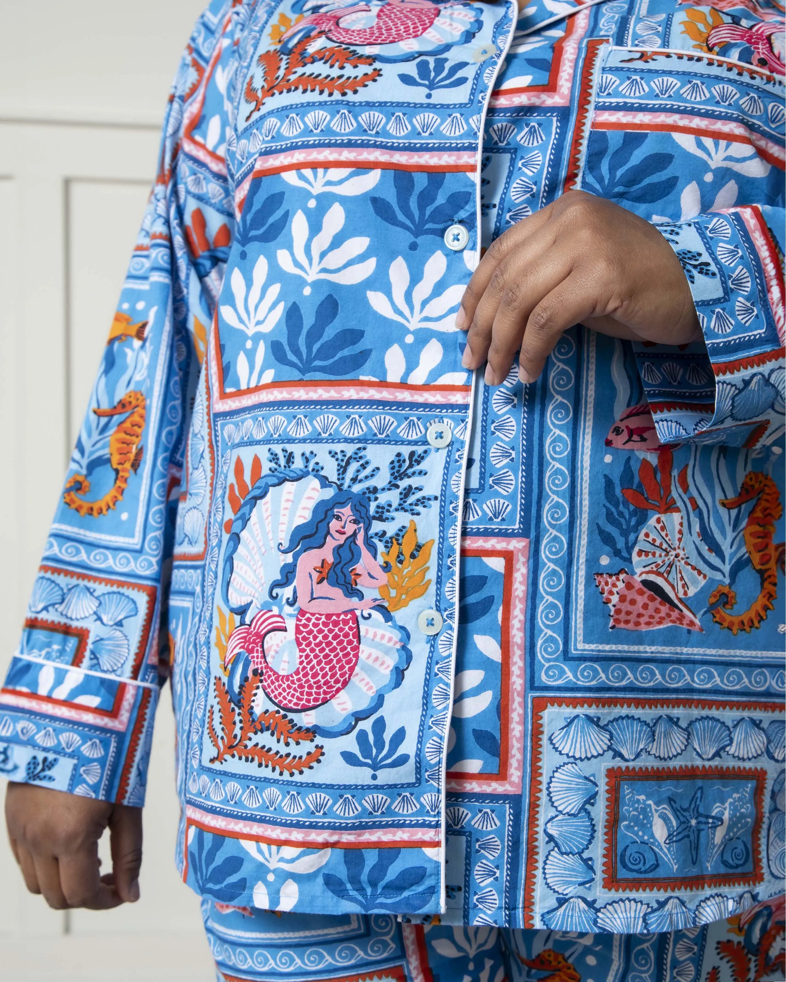 Tidal Tapestry - Tall Long PJ Set - Saltwater Blue sold by Printfresh product image thumbnail 2