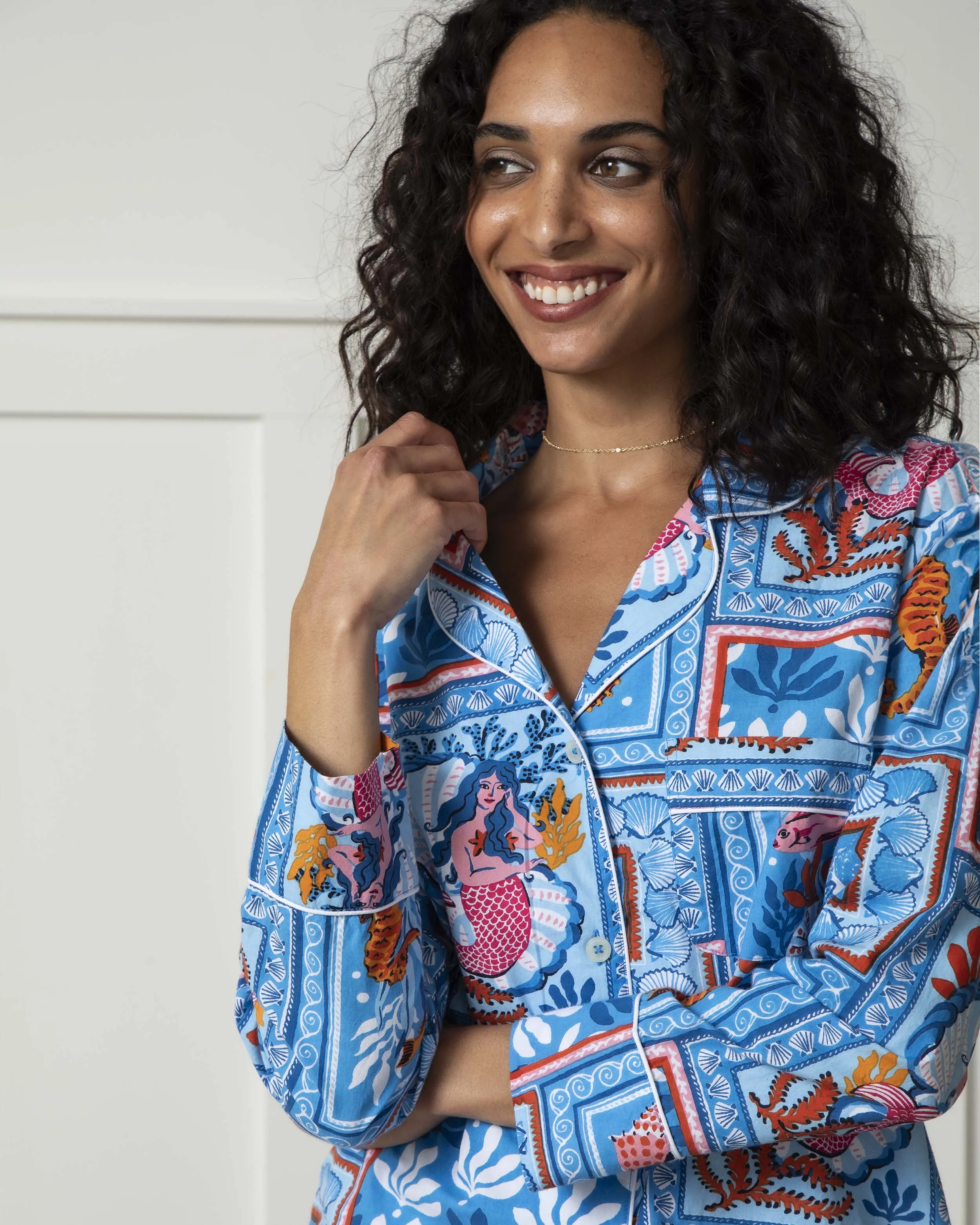 Tidal Tapestry - Tall Long PJ Set - Saltwater Blue sold by Printfresh product image thumbnail 4