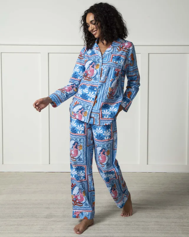 Tidal Tapestry - Tall Long PJ Set - Saltwater Blue sold by Printfresh