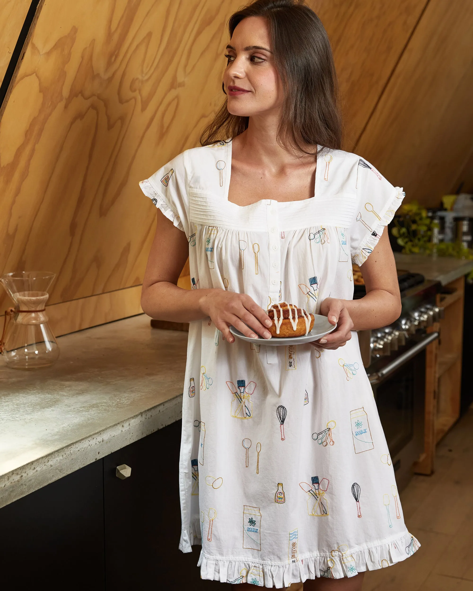 Home Chef - Pintuck Nightgown - Cloud sold by Printfresh product image thumbnail 5