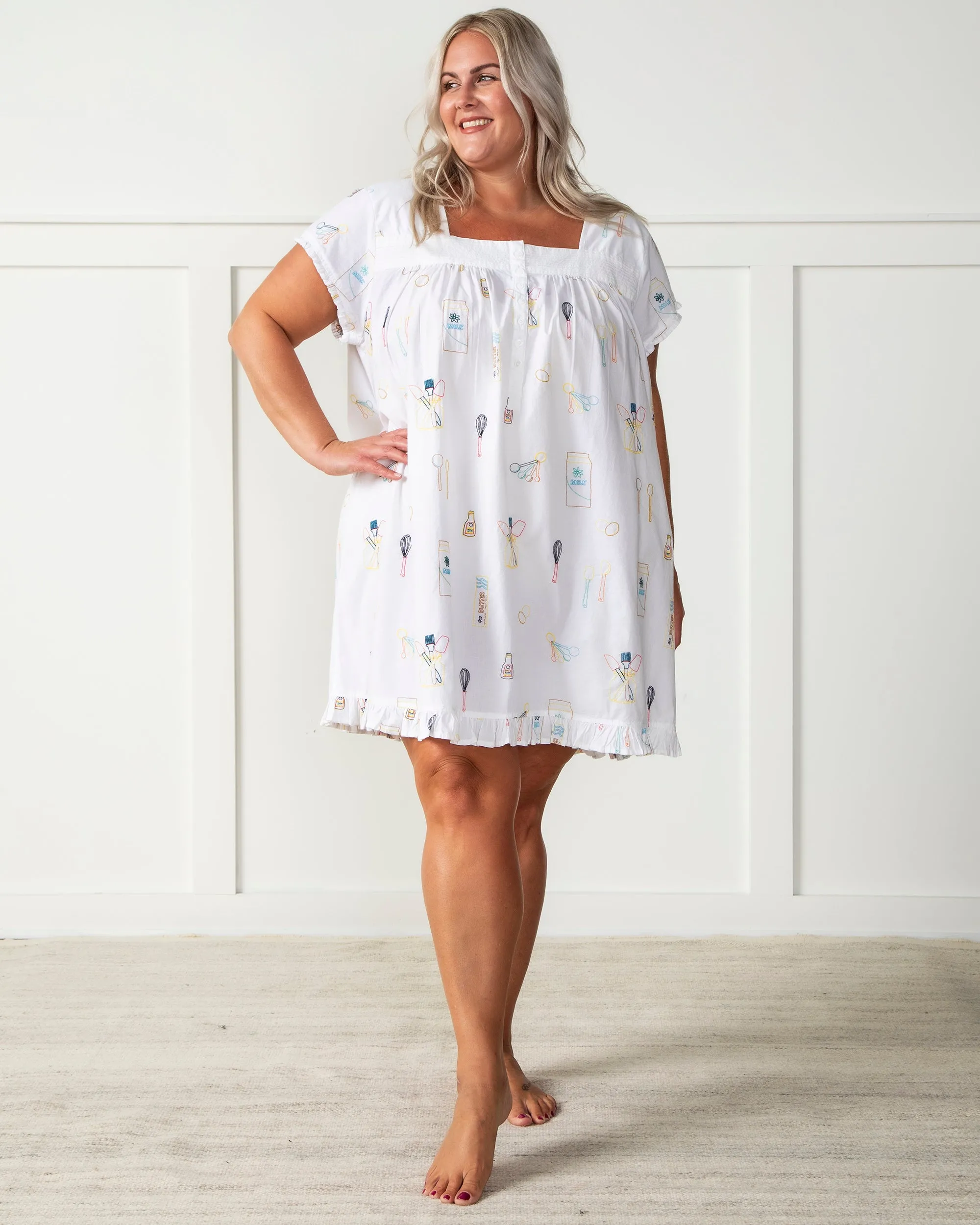 Home Chef - Pintuck Nightgown - Cloud sold by Printfresh product image thumbnail 3