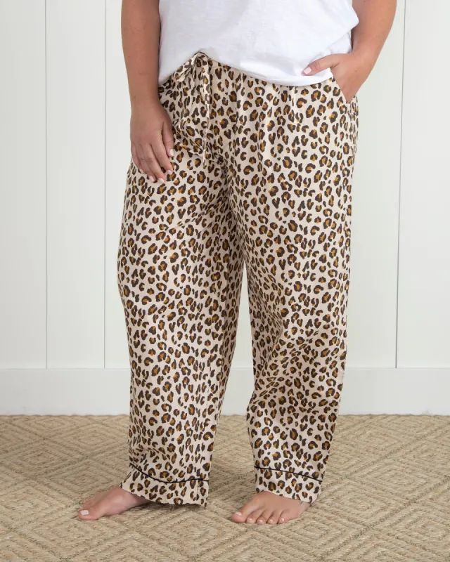 Lounging Leopard - Tall PJ Pants - Latte sold by Printfresh