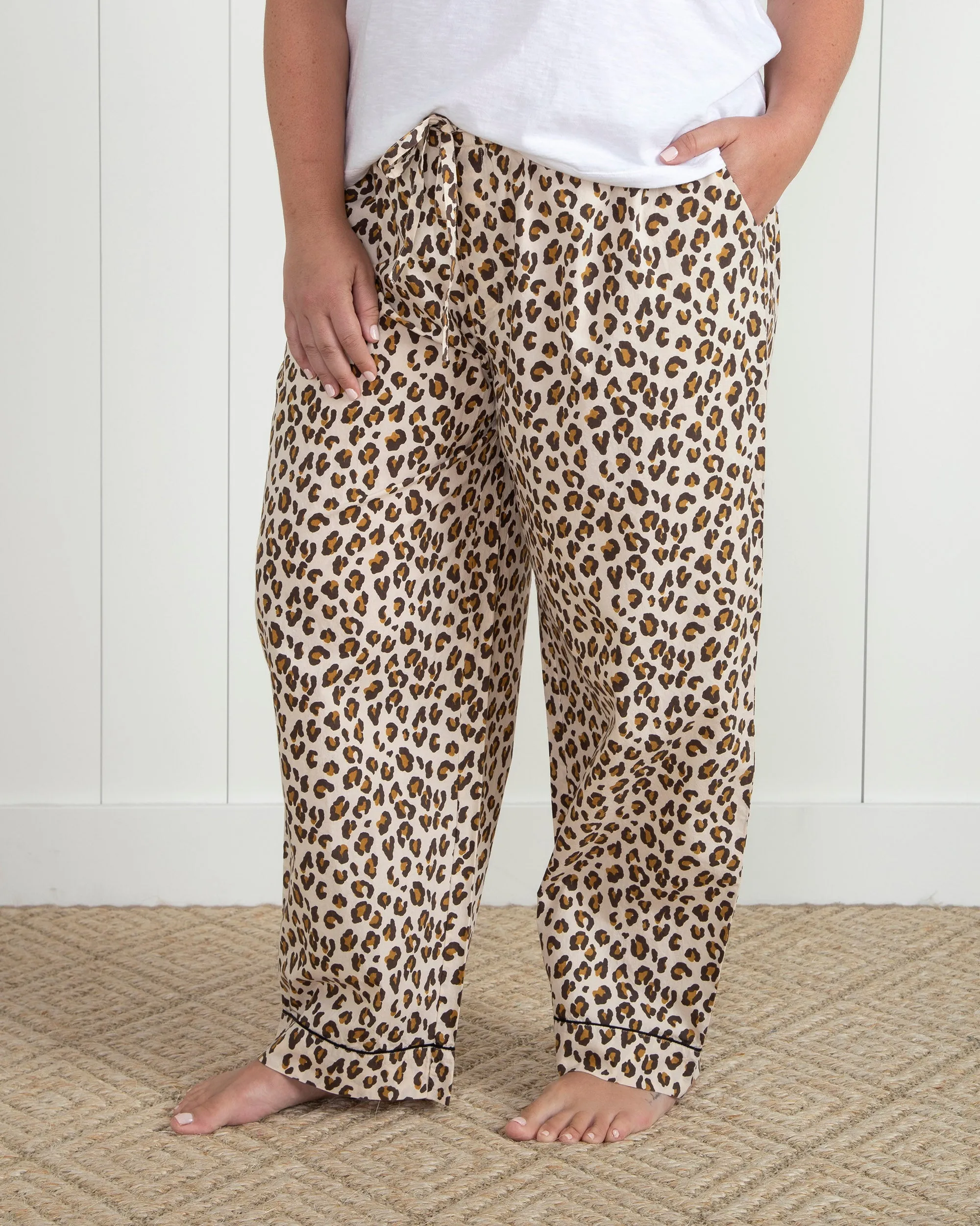 Lounging Leopard - Tall PJ Pants - Latte sold by Printfresh