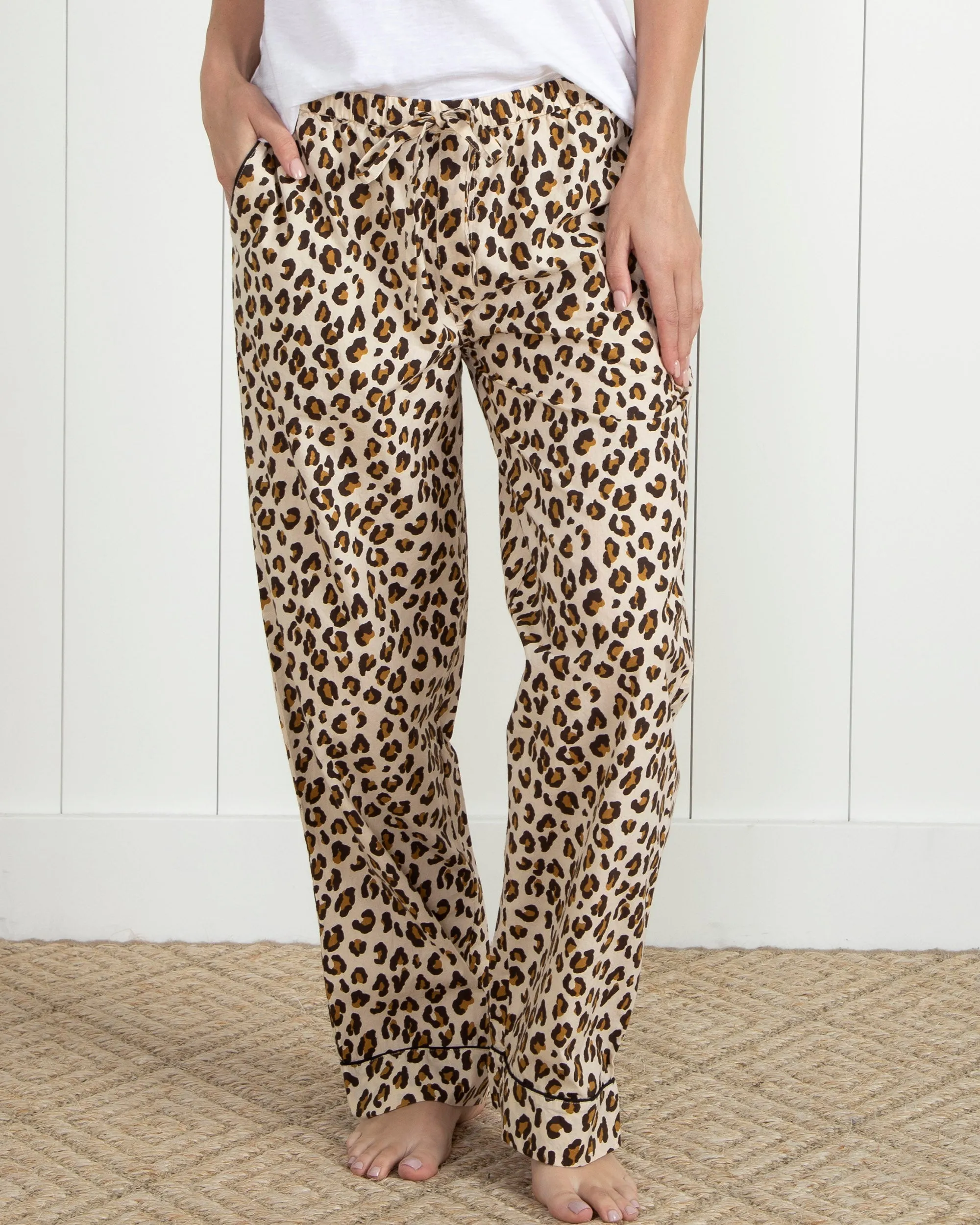 Lounging Leopard - Tall PJ Pants - Latte sold by Printfresh product image thumbnail 2