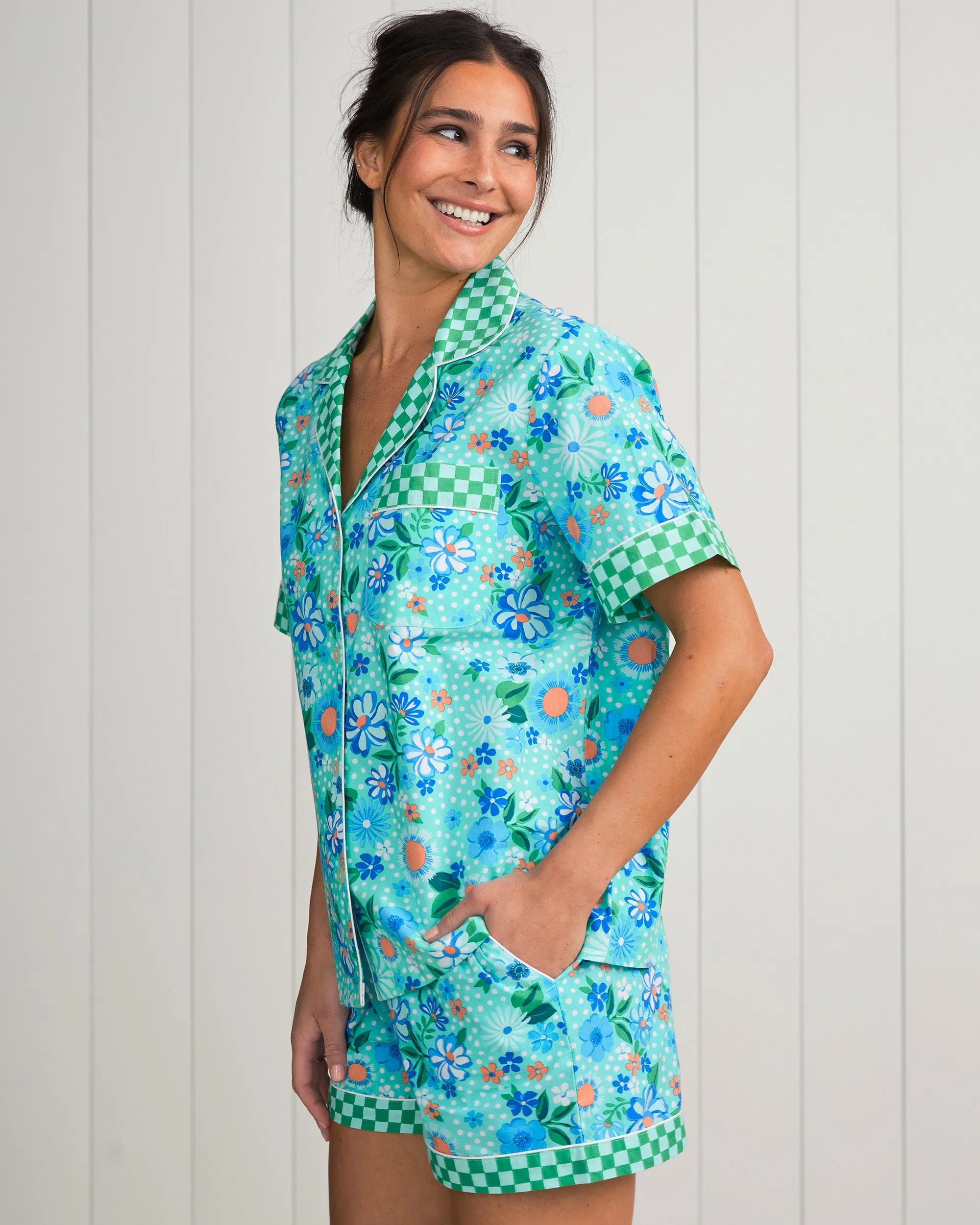 Printfresh + Oh Joy! - Posh Petals - Short PJ Set - Spearmint sold by Printfresh