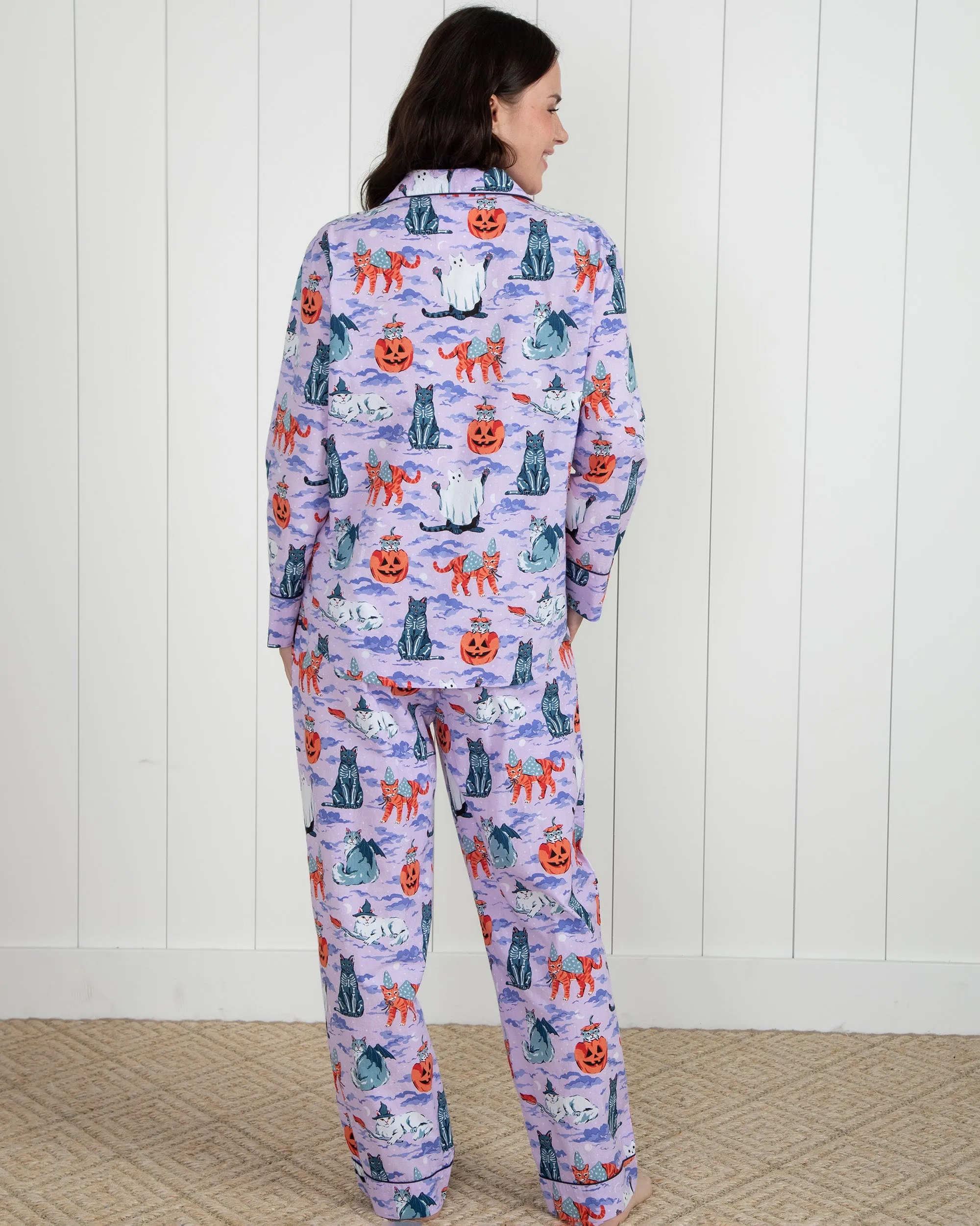 Halloween House Cats - Petite Long PJ Set - Lavender sold by Printfresh product image thumbnail 3