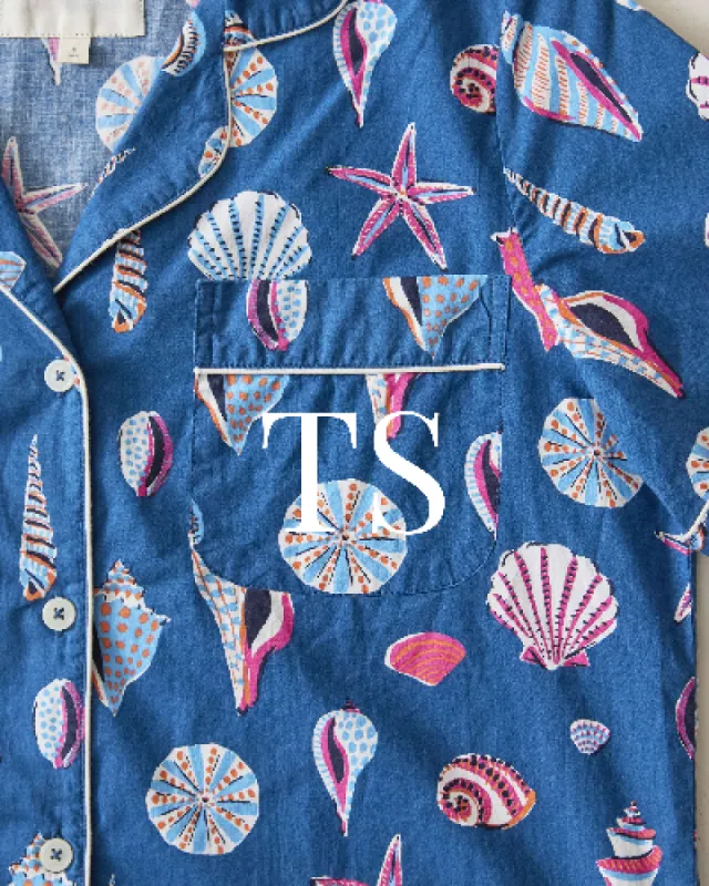 Beachcomber  - Short PJ Set - Shoreline Blue sold by Printfresh