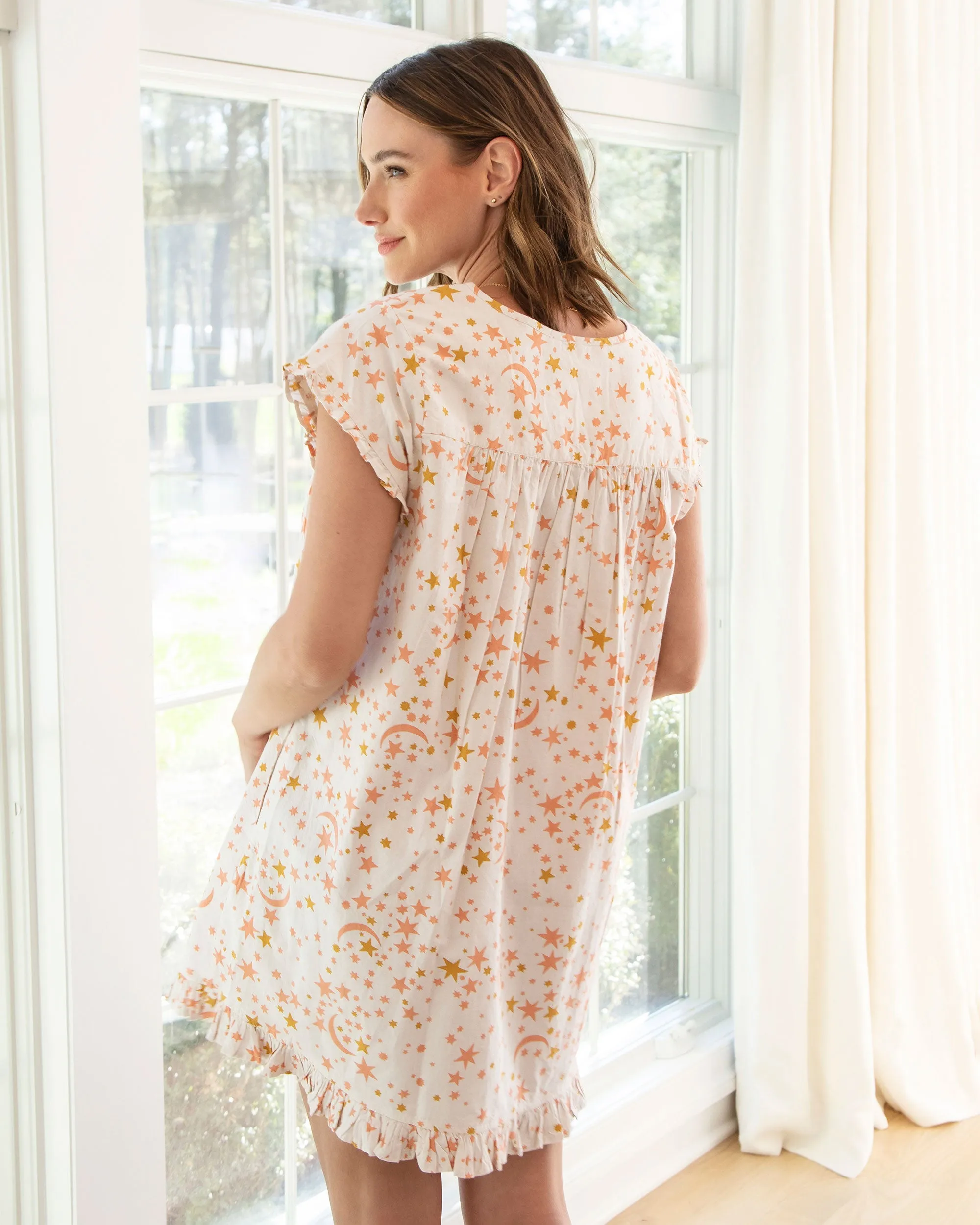 Celestial Skies - Pintuck Nightgown - Peach sold by Printfresh product image thumbnail 3