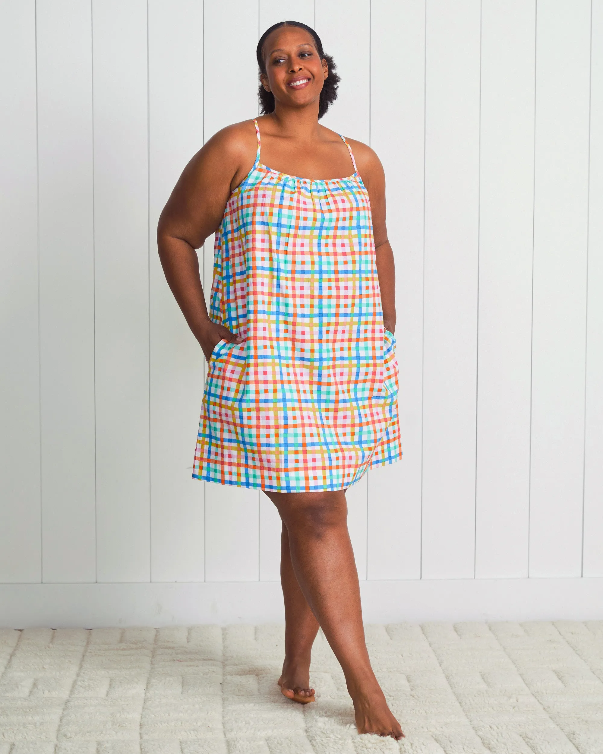 Printfresh + Oh Joy! - Plaid Picnic - Cami Nightgown - Citrus Squeeze sold by Printfresh product image thumbnail 4