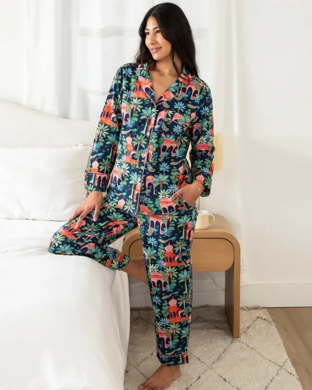 Peacock Palace - Tall Long PJ Set - Deep Navy sold by Printfresh