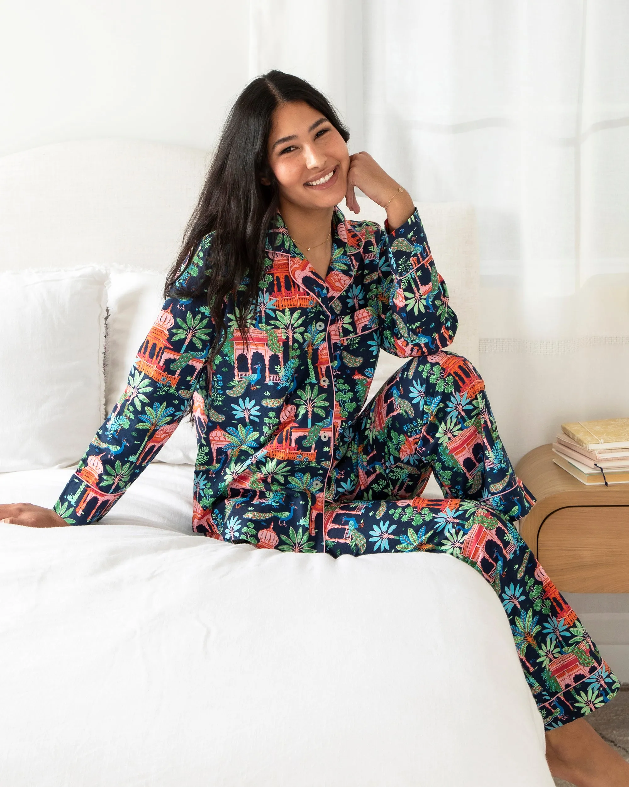 Peacock Palace - Tall Long PJ Set - Deep Navy sold by Printfresh product image thumbnail 4