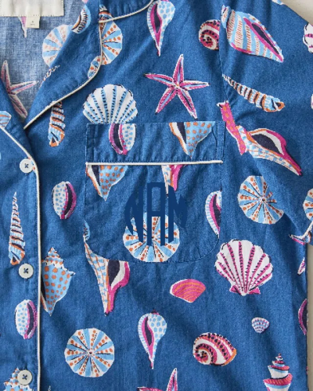Beachcomber  - Short Sleeve Top & Cropped Pants Set - Shoreline Blue sold by Printfresh
