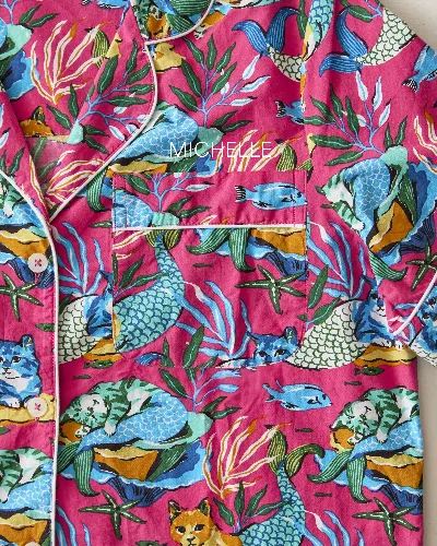 Meowing Mermaids - Short PJ Set - Hot Pink sold by Printfresh