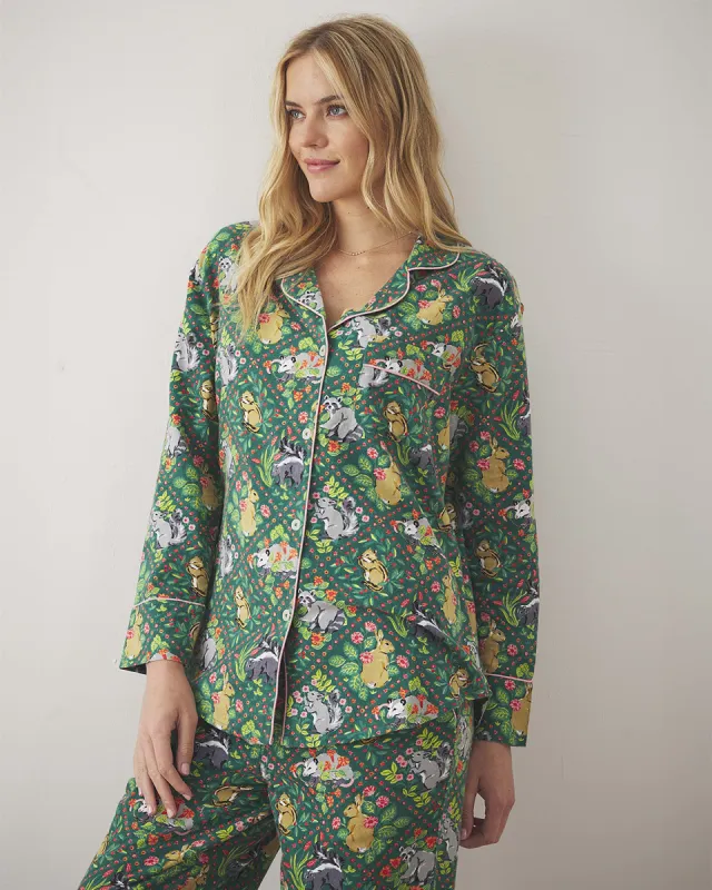 Woodland Critters - Tall Lightweight Flannel Long PJ Set - Fern sold by Printfresh