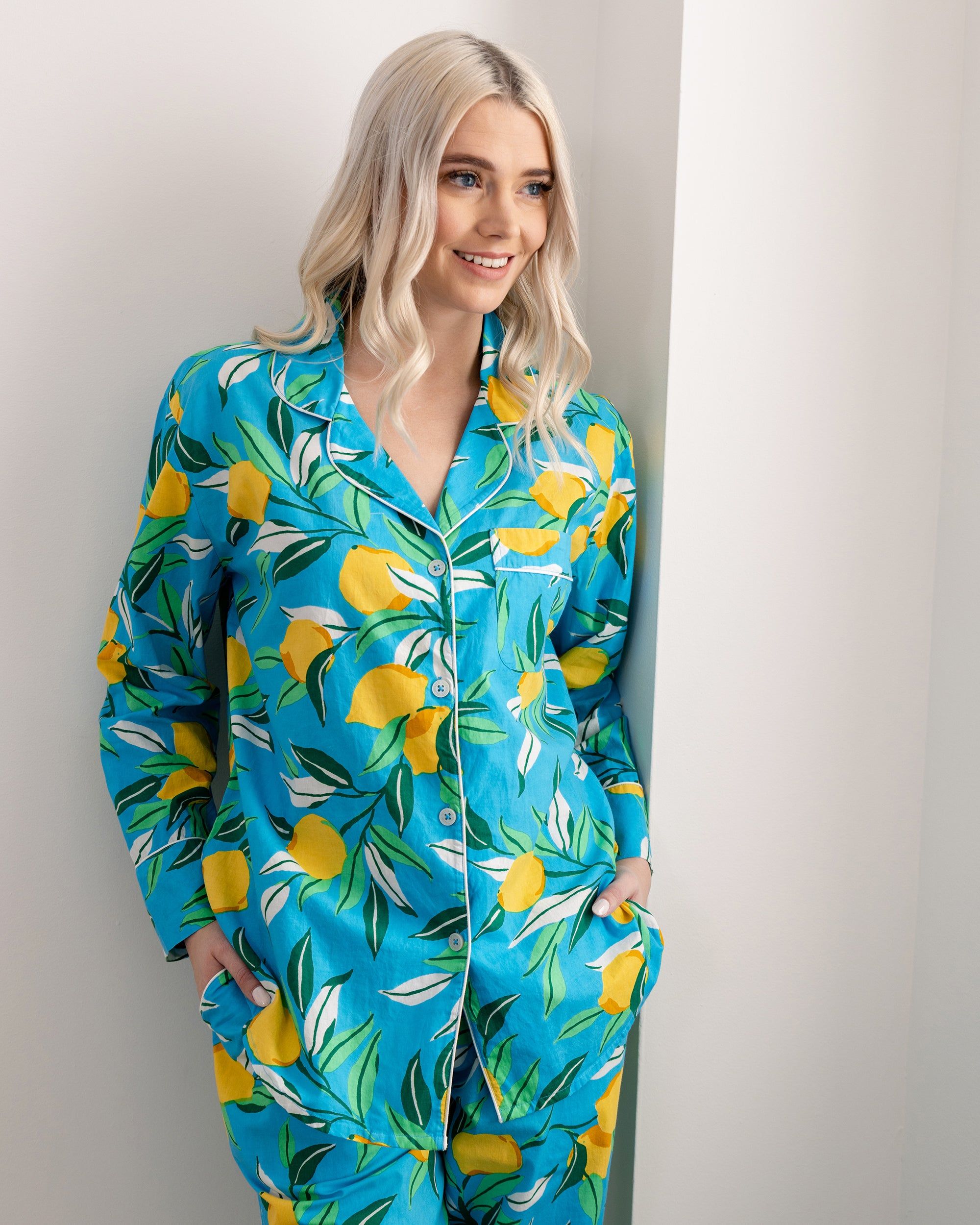 Lemon Zest - Petite Long Sleep Set - Turquoise sold by Printfresh