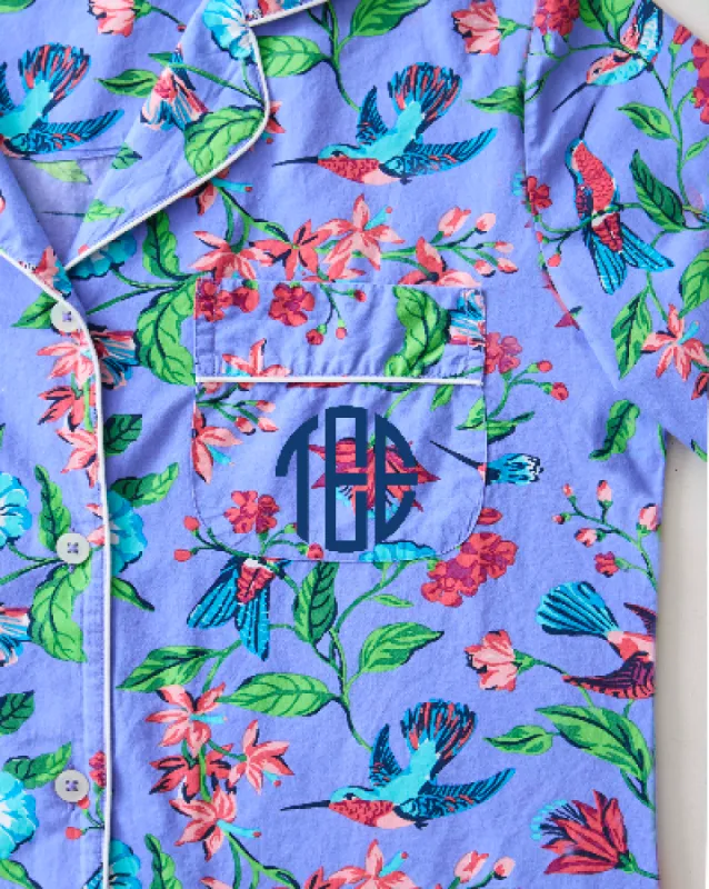 Hummingbird Haven - Short Sleeve Top & Cropped Pants Set + Gift Pouch - Crocus sold by Printfresh