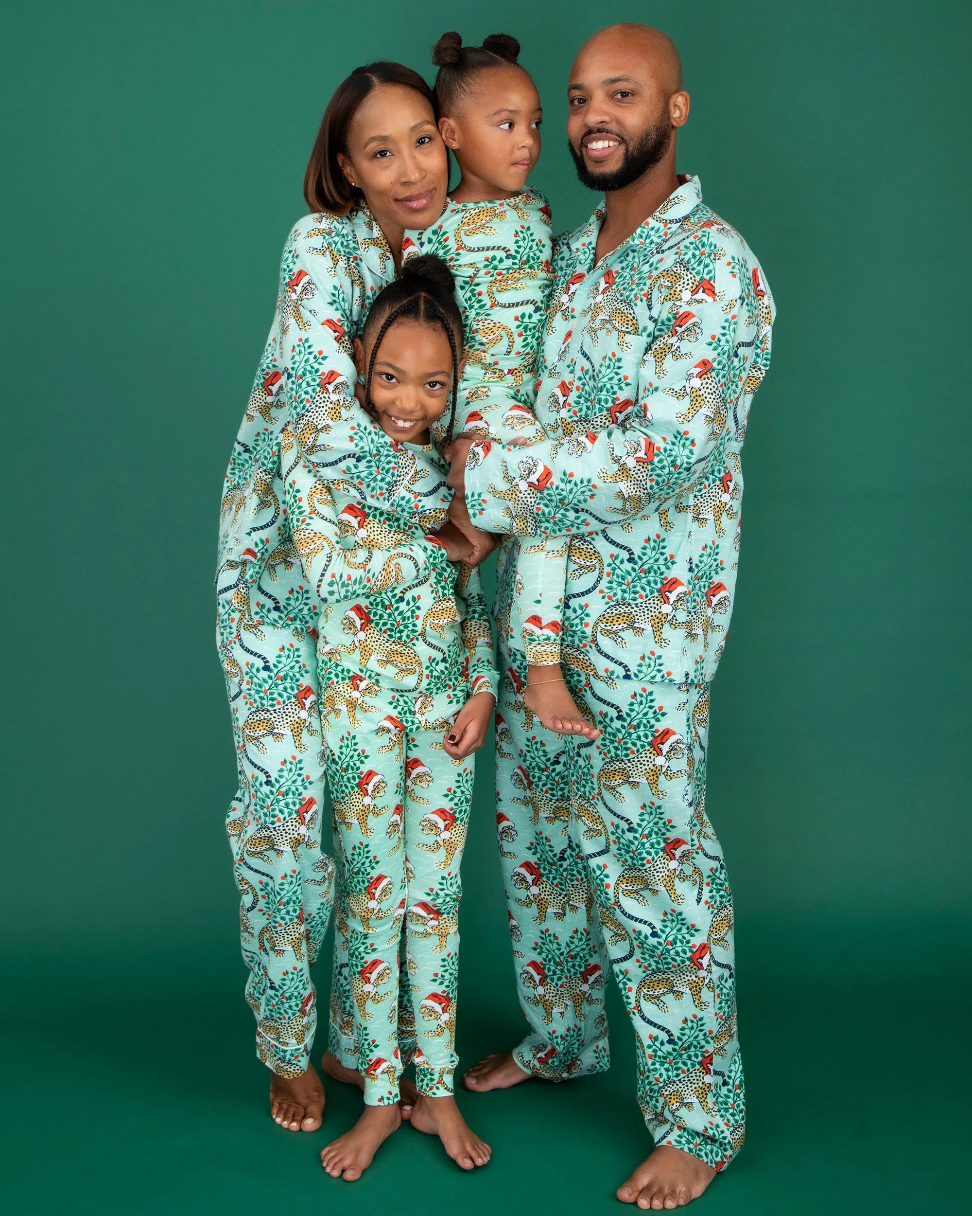 Holly Jolly Bagheera - Lightweight Flannel Long PJ Set - Frosted Mint sold by Printfresh product image thumbnail 2