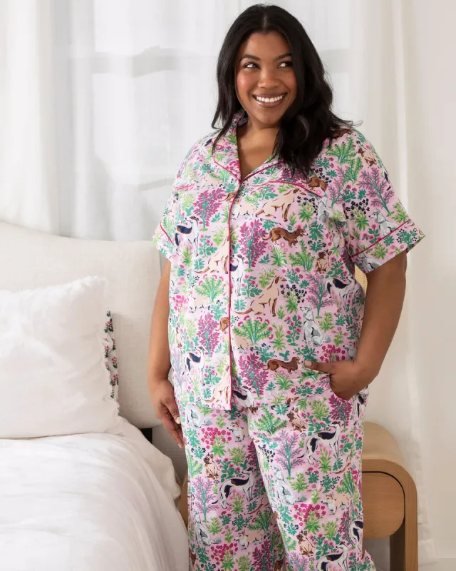 Must Love Dogs - Petite Short Sleeve Top & Long Pants Set - Pink Peony sold by Printfresh