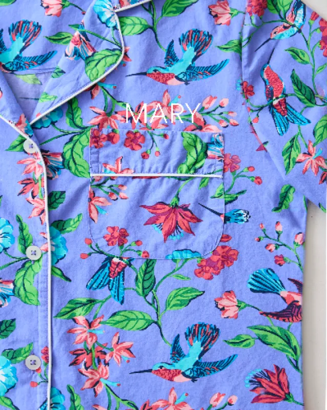 Hummingbird Haven - Short Sleeve Top & Cropped Pants Set + Gift Pouch - Crocus sold by Printfresh
