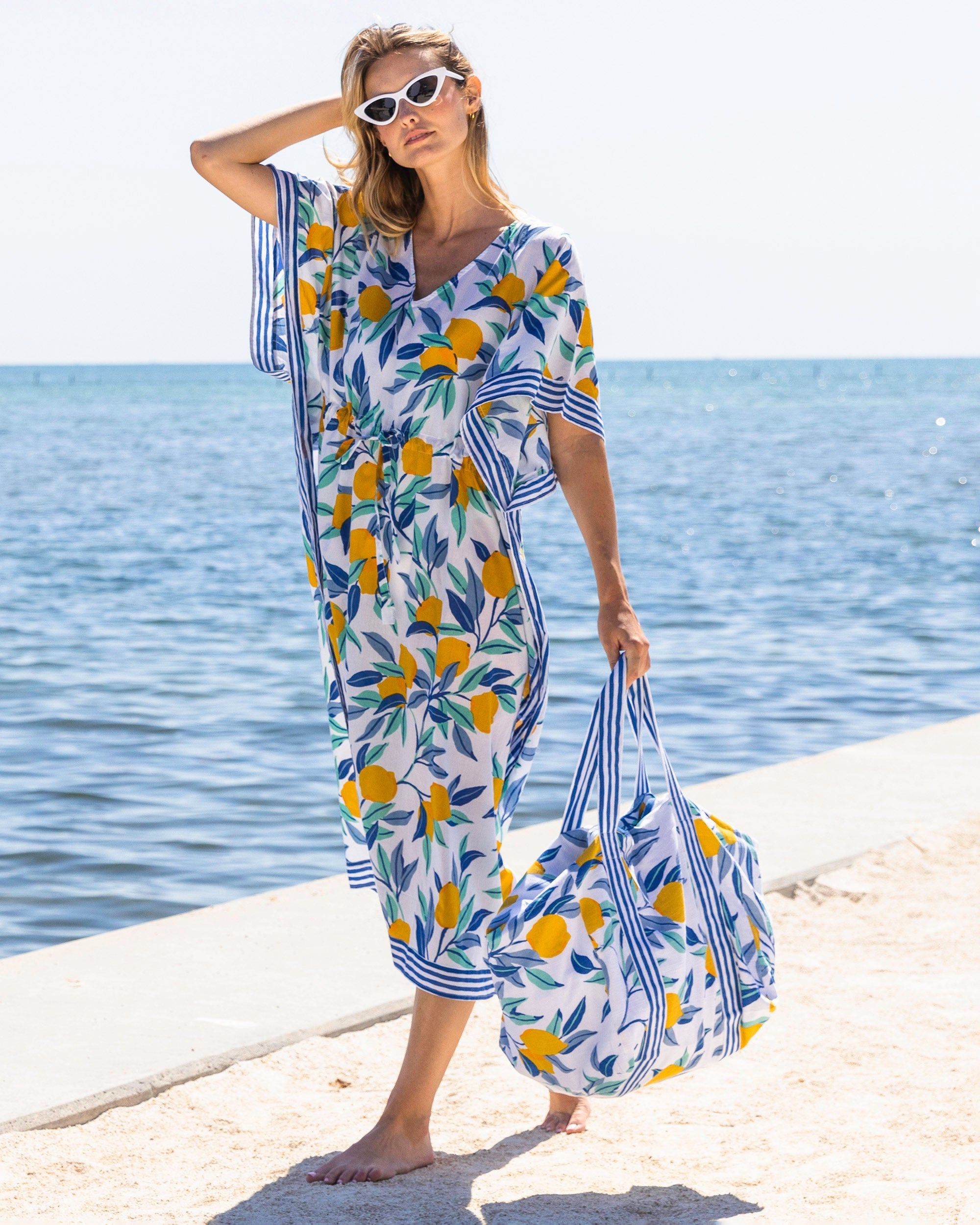 Lemon Zest - Let's Cruise Caftan - Cloud sold by Printfresh product image thumbnail 4