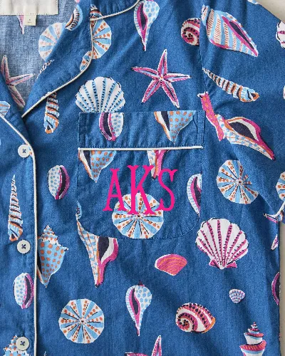 Beachcomber - Short Sleeve Top & Cropped Pants Set - Shoreline Blue sold by Printfresh