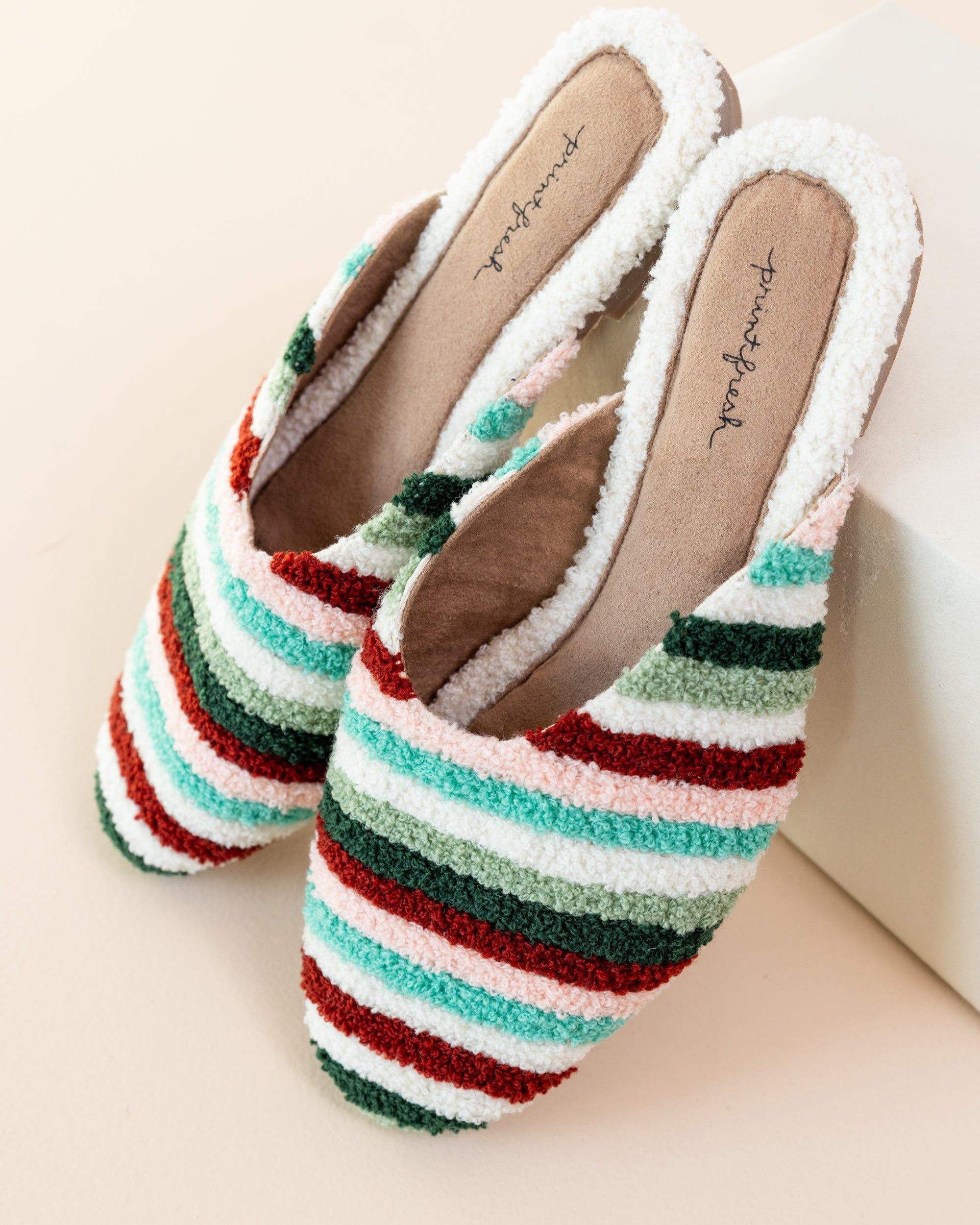 Candy Cane Stripe - Tufted Slippers - Multi sold by Printfresh product image thumbnail 2