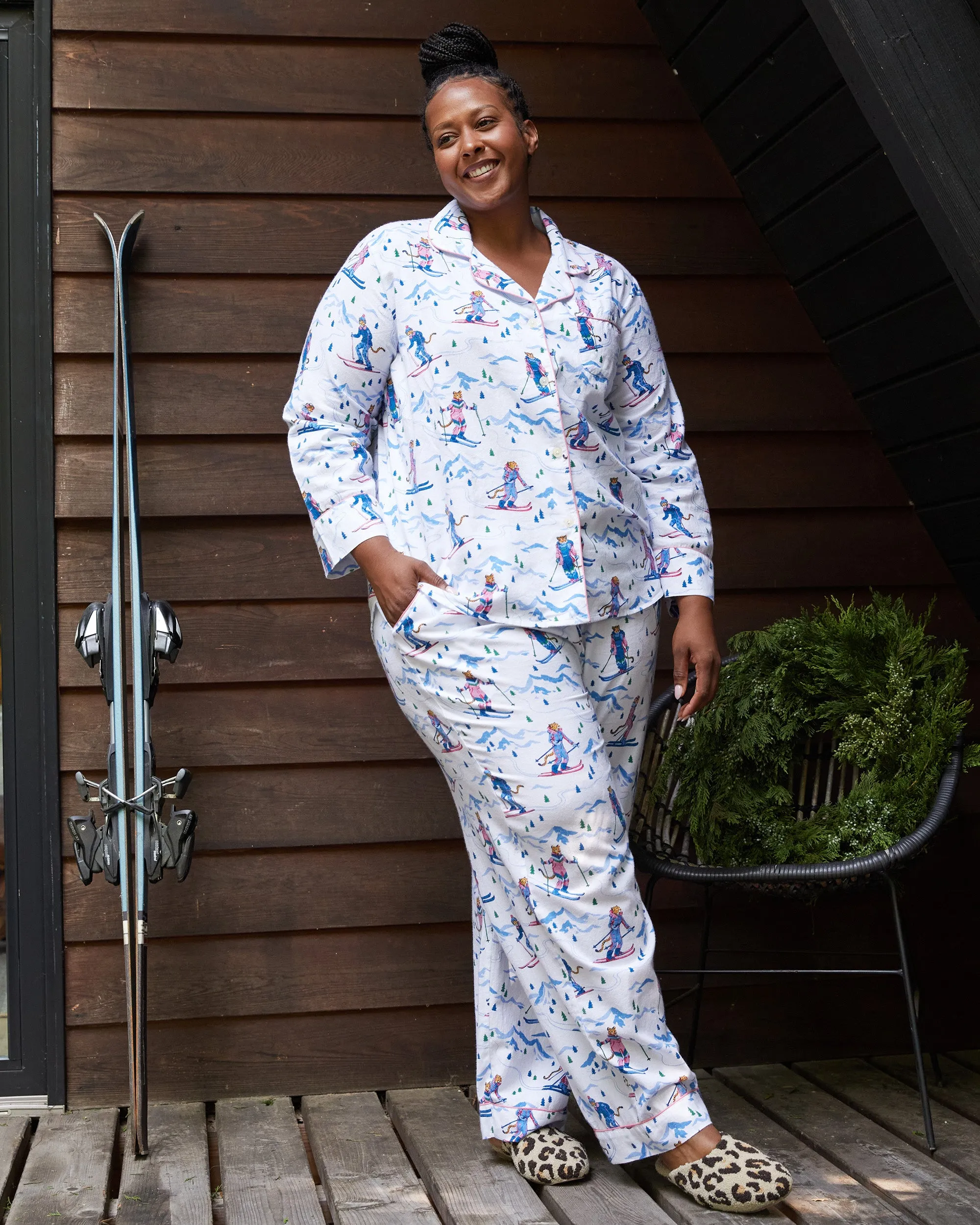 Hit the Slopes - Lightweight Flannel Long PJ Set - Icicle sold by Printfresh product image thumbnail 2