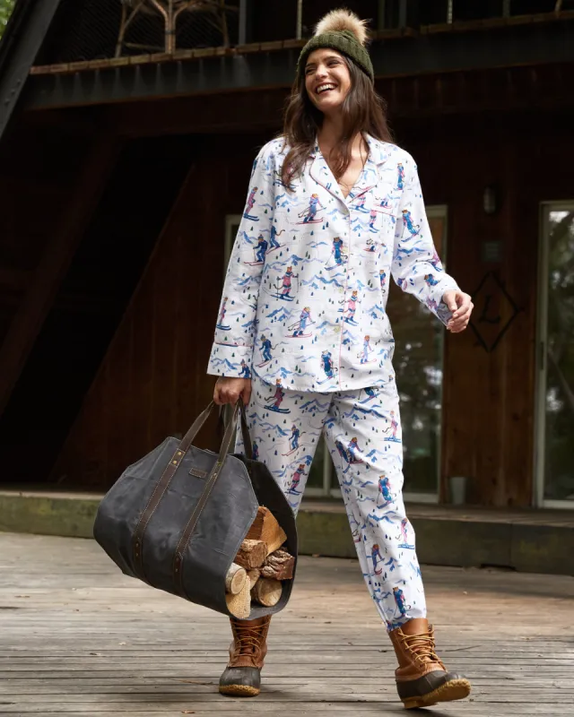 Hit the Slopes - Lightweight Flannel Long PJ Set - Icicle sold by Printfresh